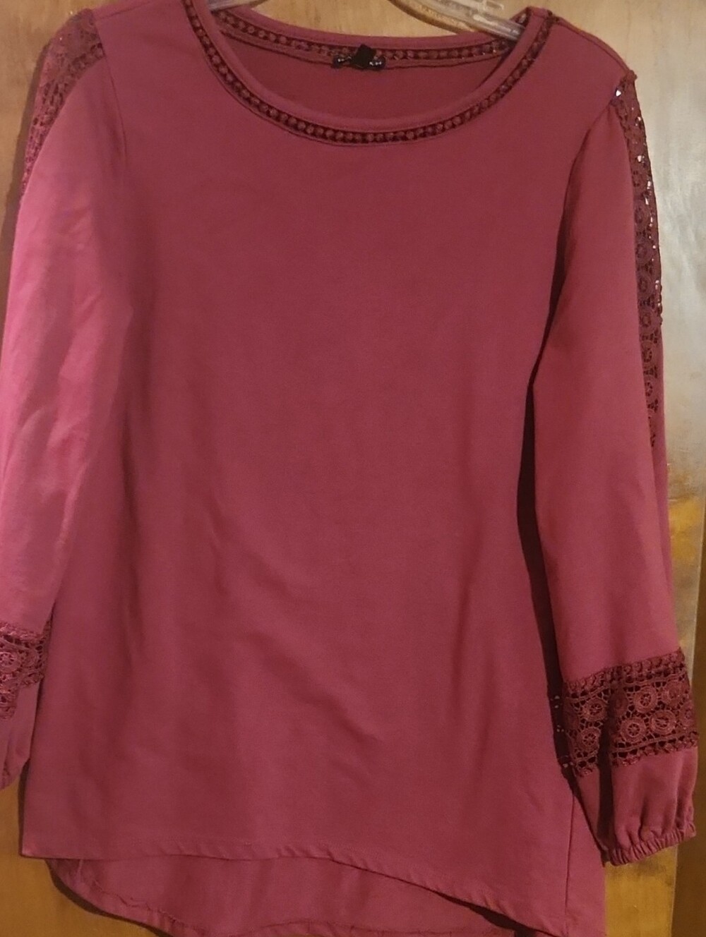 Hannah Rose-Pink Lace-Trim Tunic Top